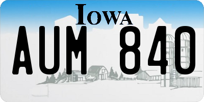 IA license plate AUM840
