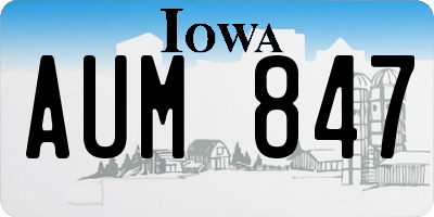 IA license plate AUM847