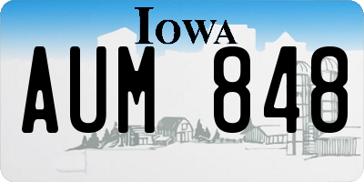 IA license plate AUM848