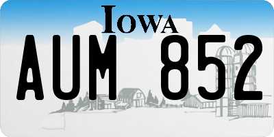 IA license plate AUM852