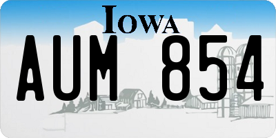 IA license plate AUM854