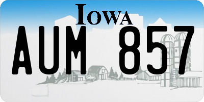 IA license plate AUM857