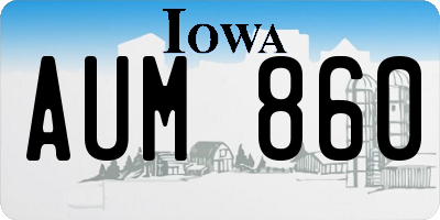IA license plate AUM860