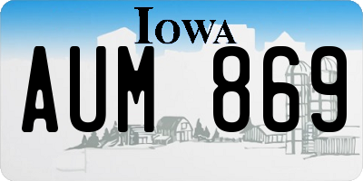 IA license plate AUM869