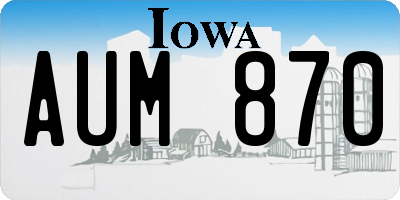 IA license plate AUM870