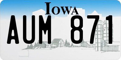 IA license plate AUM871