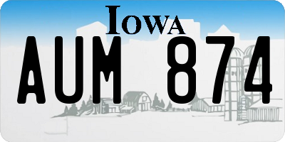 IA license plate AUM874