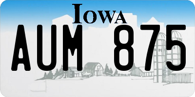 IA license plate AUM875