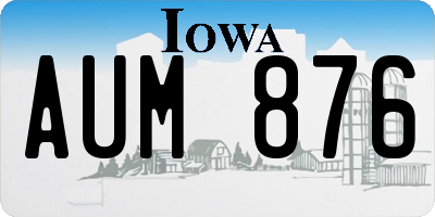 IA license plate AUM876
