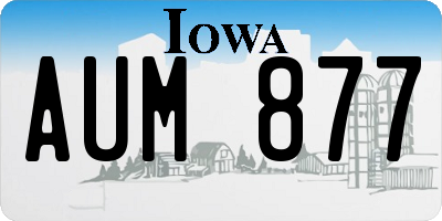 IA license plate AUM877