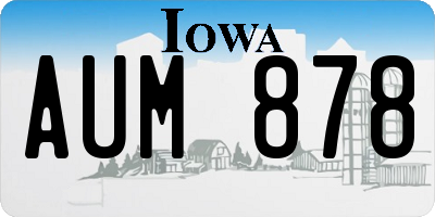 IA license plate AUM878