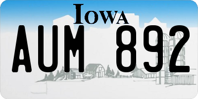 IA license plate AUM892