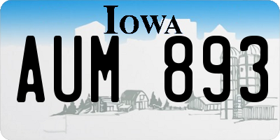 IA license plate AUM893