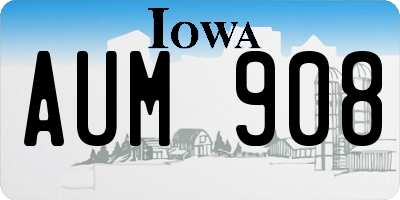 IA license plate AUM908