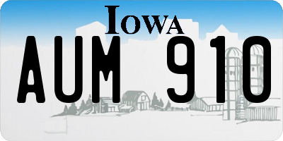 IA license plate AUM910