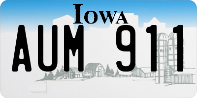 IA license plate AUM911