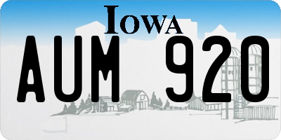 IA license plate AUM920