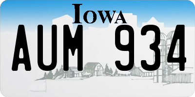 IA license plate AUM934