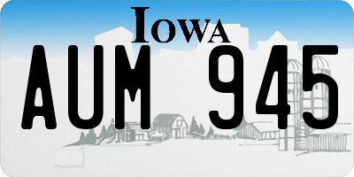 IA license plate AUM945