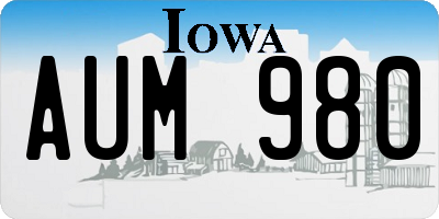 IA license plate AUM980