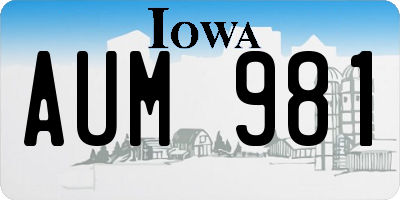 IA license plate AUM981