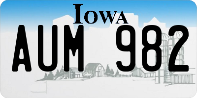 IA license plate AUM982