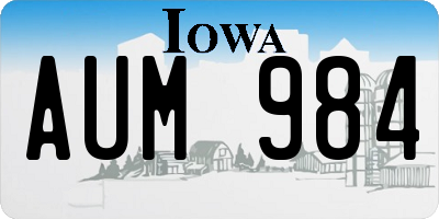 IA license plate AUM984