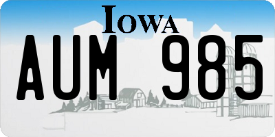 IA license plate AUM985