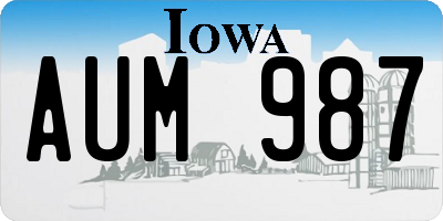 IA license plate AUM987