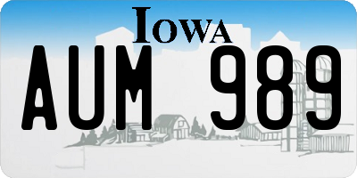 IA license plate AUM989