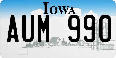 IA license plate AUM990