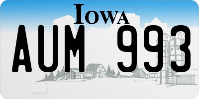 IA license plate AUM993