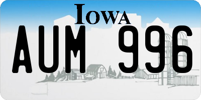 IA license plate AUM996