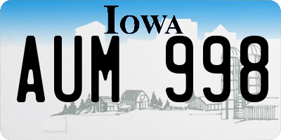 IA license plate AUM998