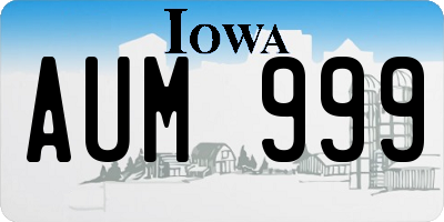 IA license plate AUM999