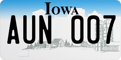 IA license plate AUN007
