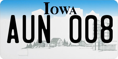 IA license plate AUN008