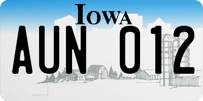 IA license plate AUN012