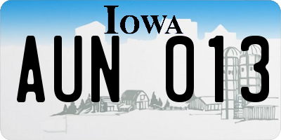 IA license plate AUN013