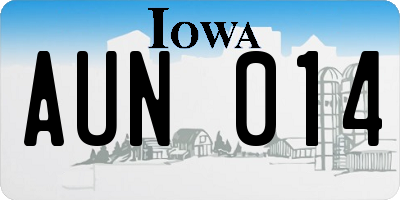 IA license plate AUN014