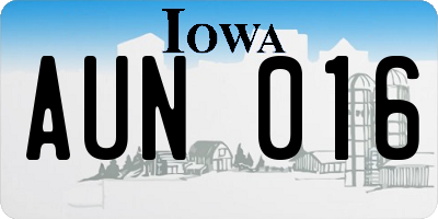 IA license plate AUN016