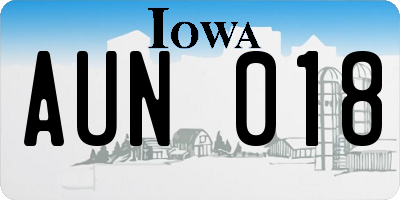IA license plate AUN018