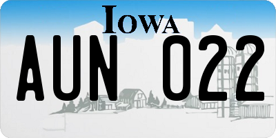 IA license plate AUN022