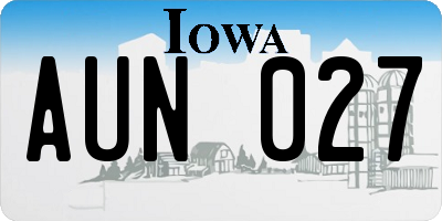 IA license plate AUN027