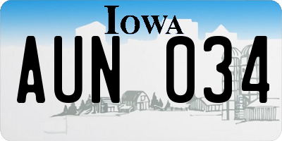 IA license plate AUN034