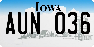 IA license plate AUN036