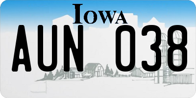 IA license plate AUN038
