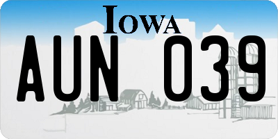 IA license plate AUN039