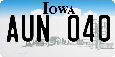 IA license plate AUN040