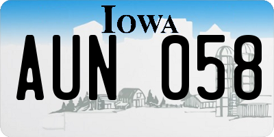 IA license plate AUN058